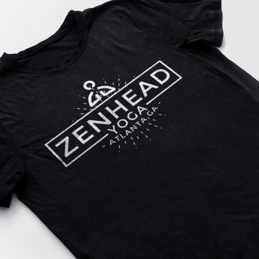 Zenhead yoga studio logo and black t-shirt