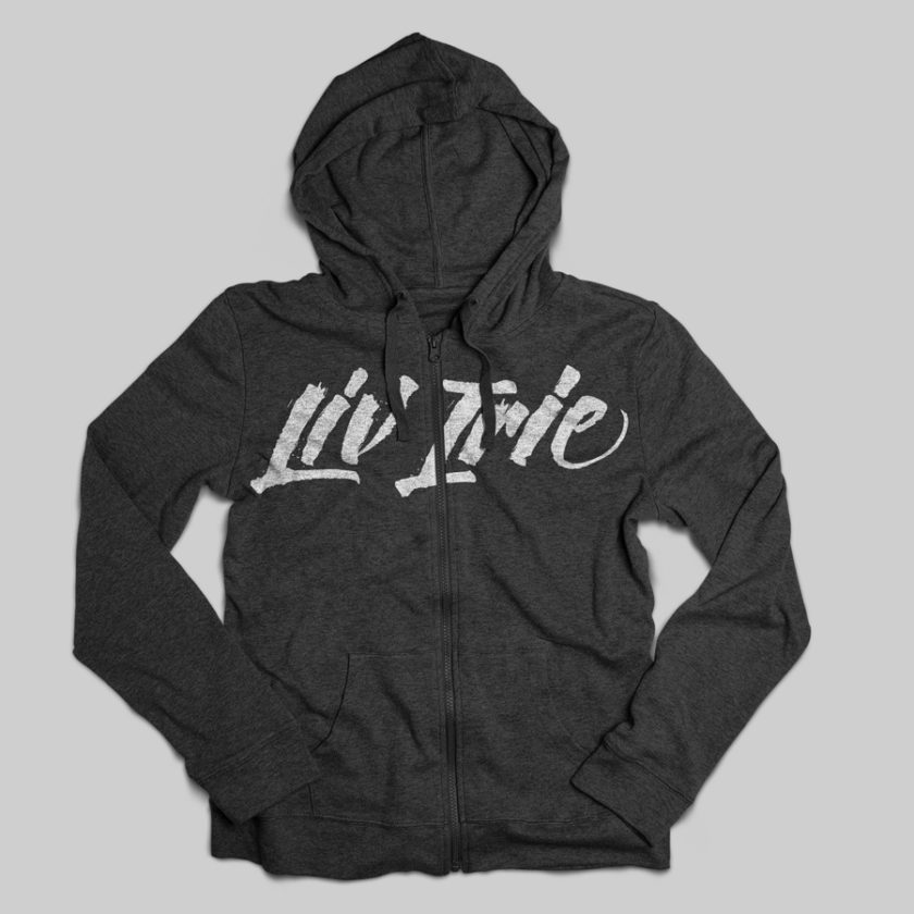 Liv Irie clothing company logo and hoodie
