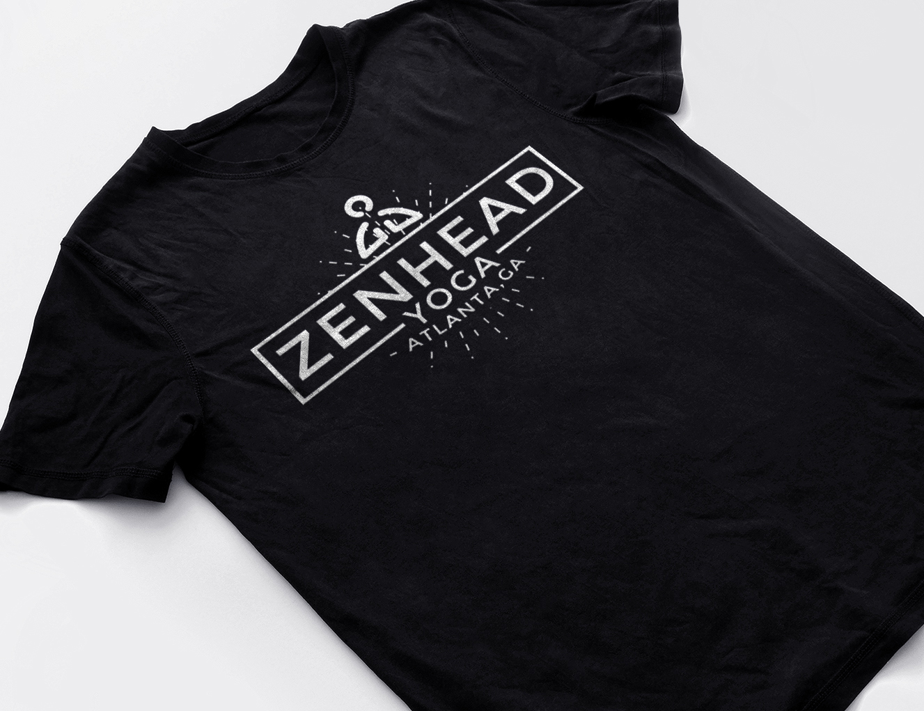Zenhead yoga studio logo on black t-shirt